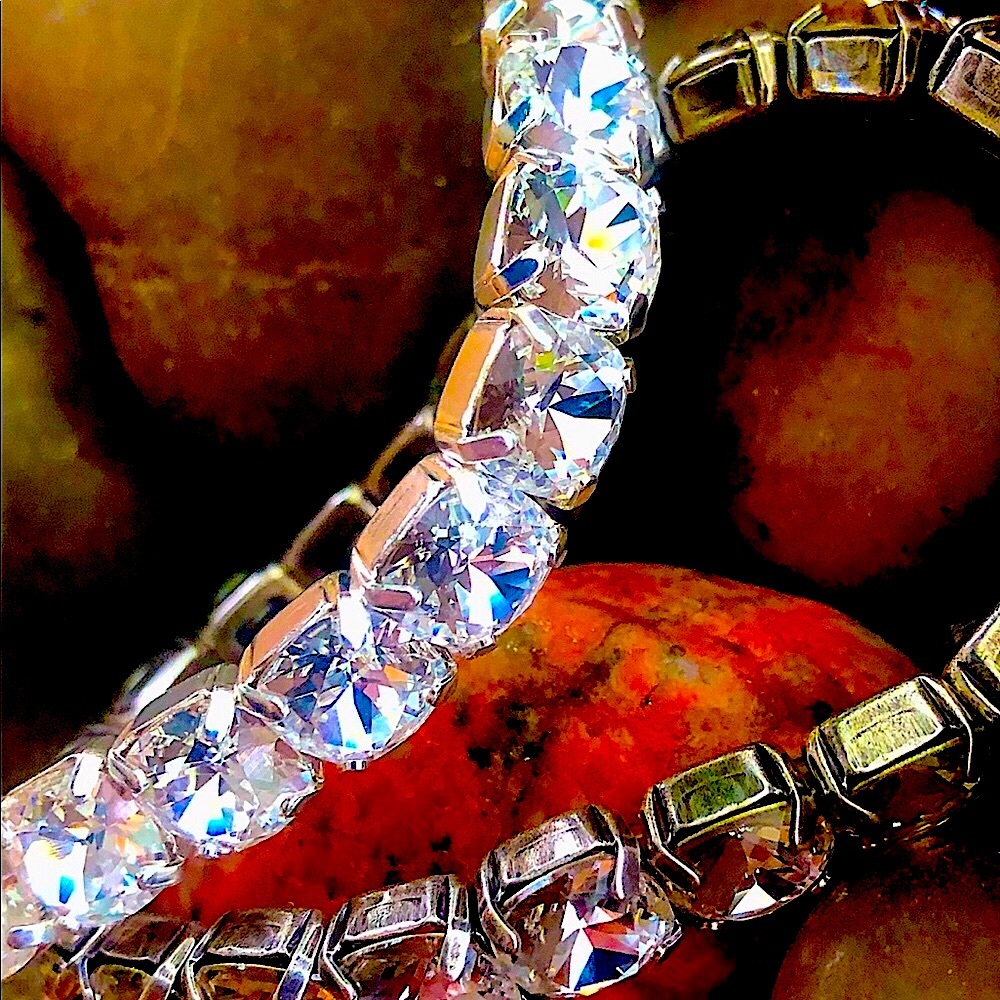 Swarovski genuine 8mm crystal silver stretch tennis bracelet